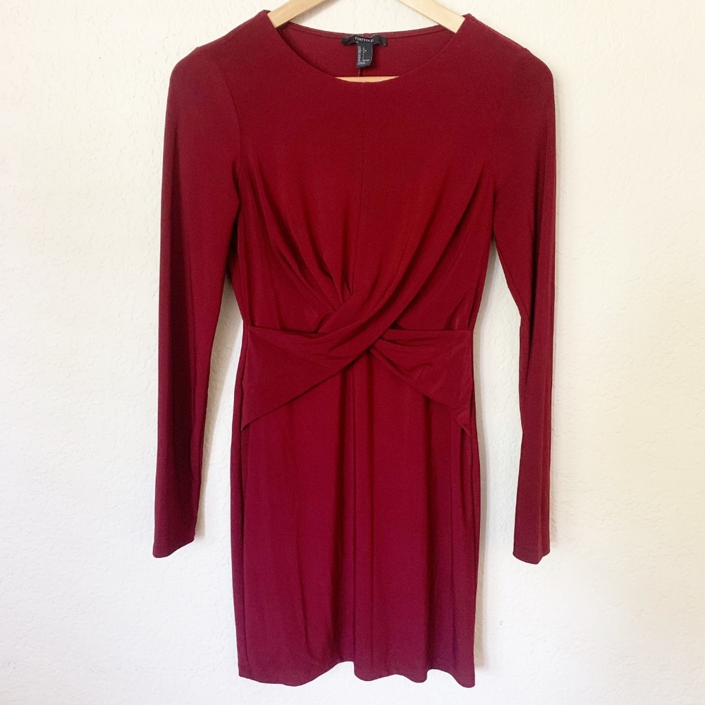 Forever 21 | Ruby Red Long Sleeve Mini Dress L